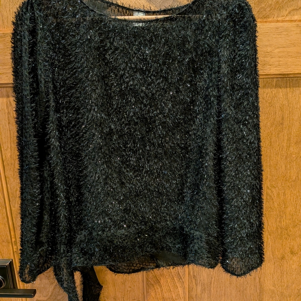 Black Party 2 Piece Glitter Textured Skirt Set Size M